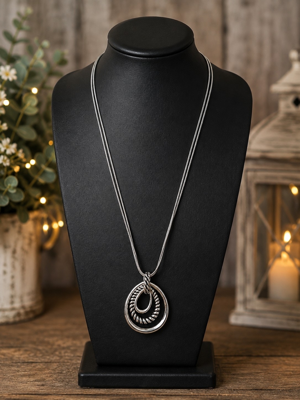 Layered Silver Pendant Necklace - Elegant Women’s Necklace